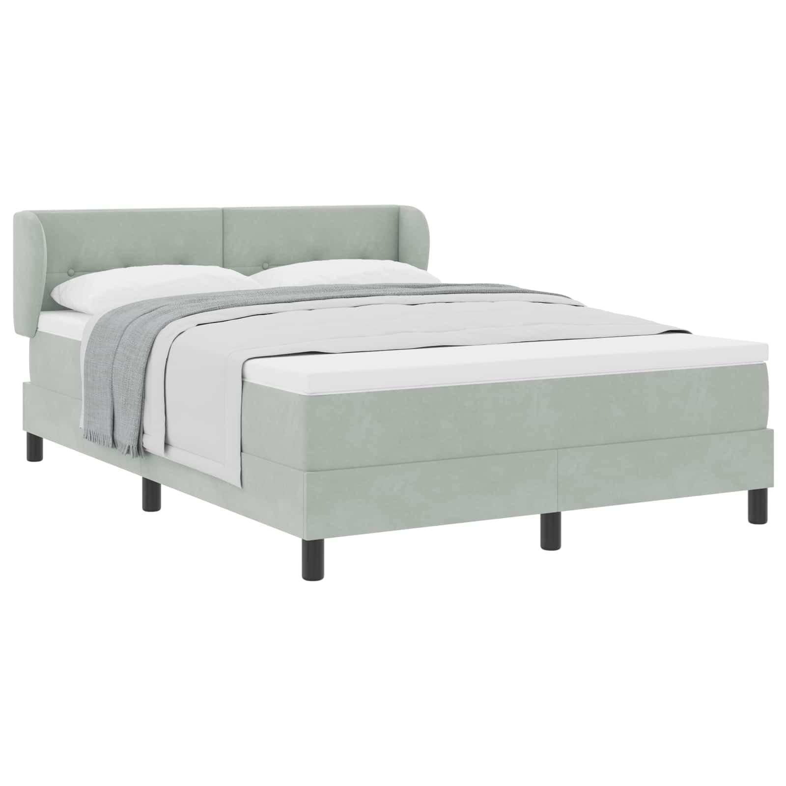 vidaXL Cama Box com cabeceira Cinzento-claro 160 x 200 cm Veludo