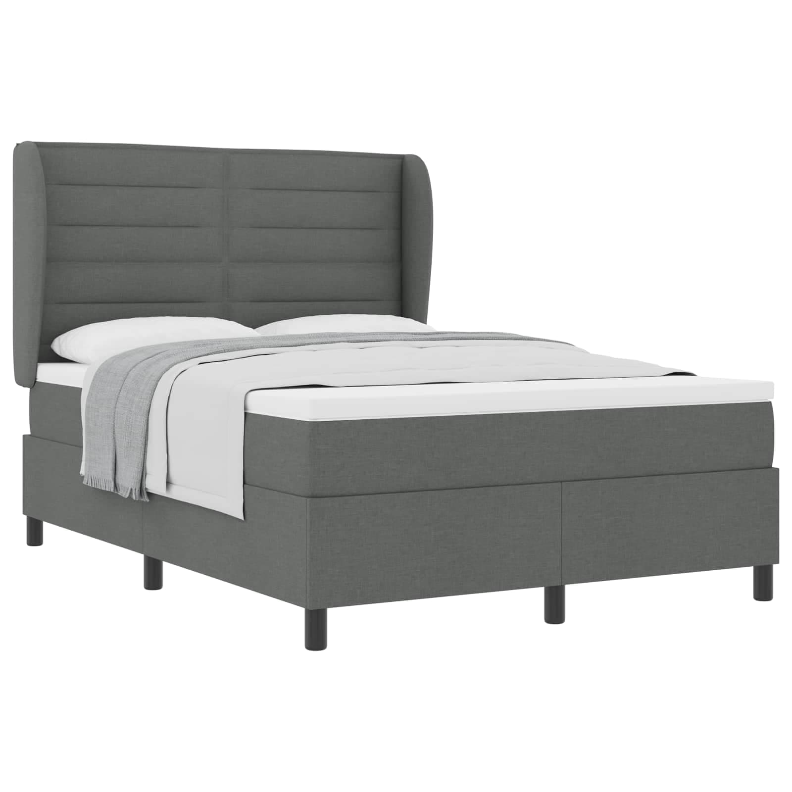 vidaXL Cama Box com colchão Cinzento escuro 140 x 200 cm tecido