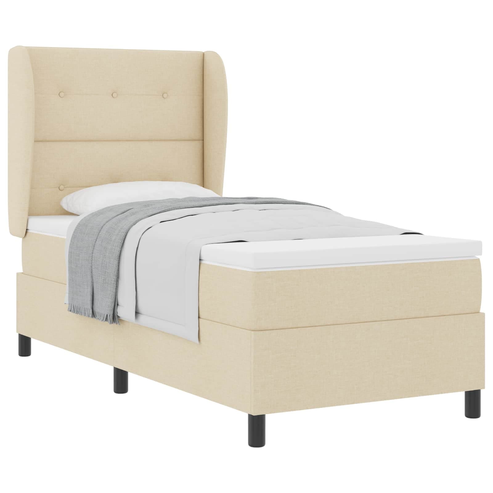 vidaXL Cama Box Spring com Colchão Creme 90x190 cm em Tecido - 903050637