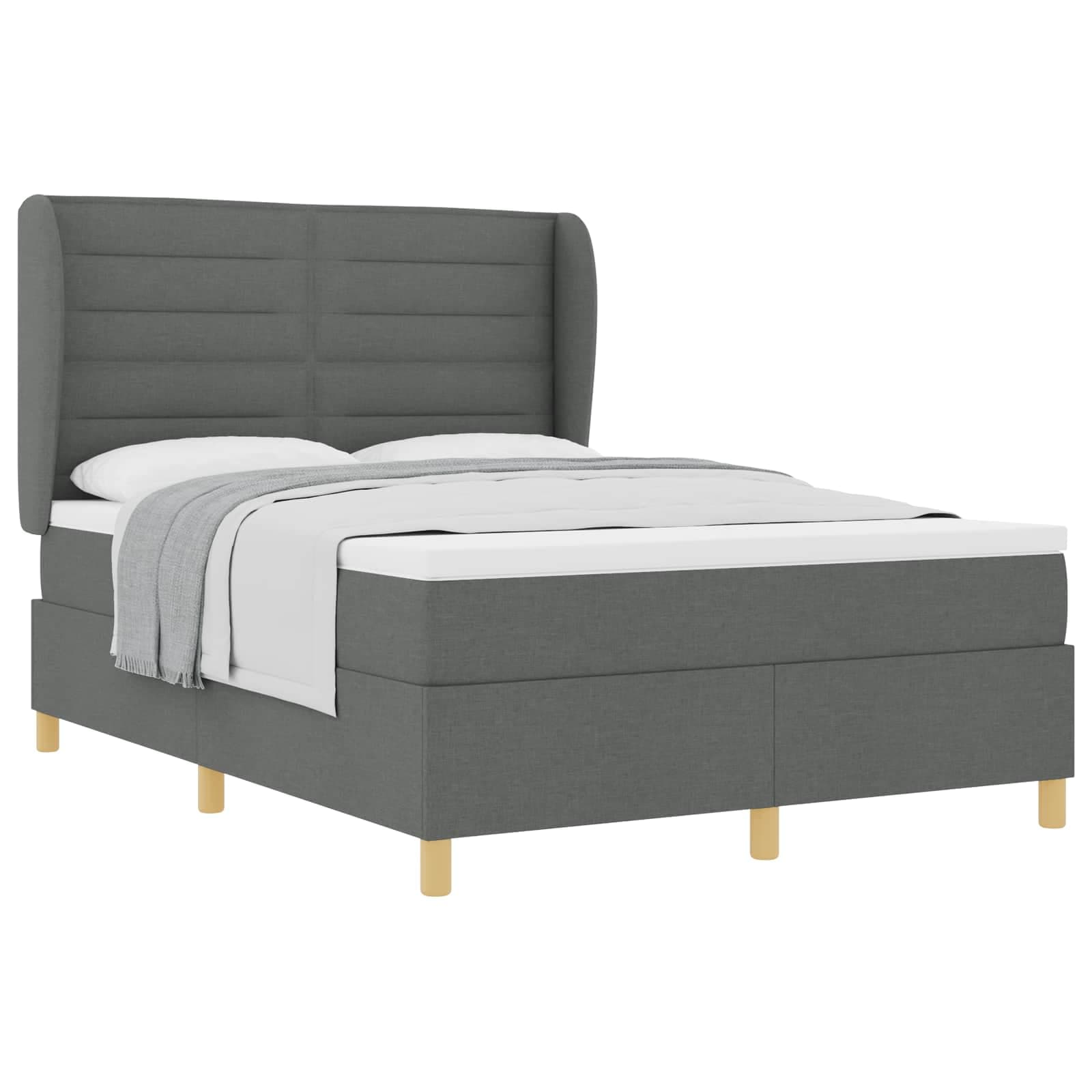 vidaXL Cama Box com colchão Cinza Escuro 200 x 160 cm tecido