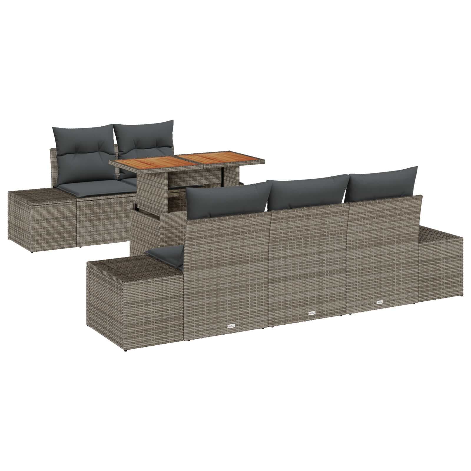 vidaXL Conjunto de Jantar para Jardim 6 pcs Cinza e Marrom