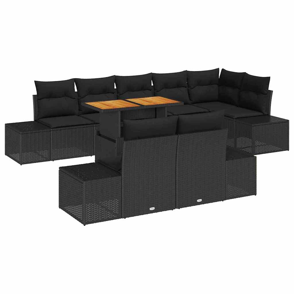 vidaXL Conjunto de Jantar para Jardim 9 pcs Preto e Marrom
