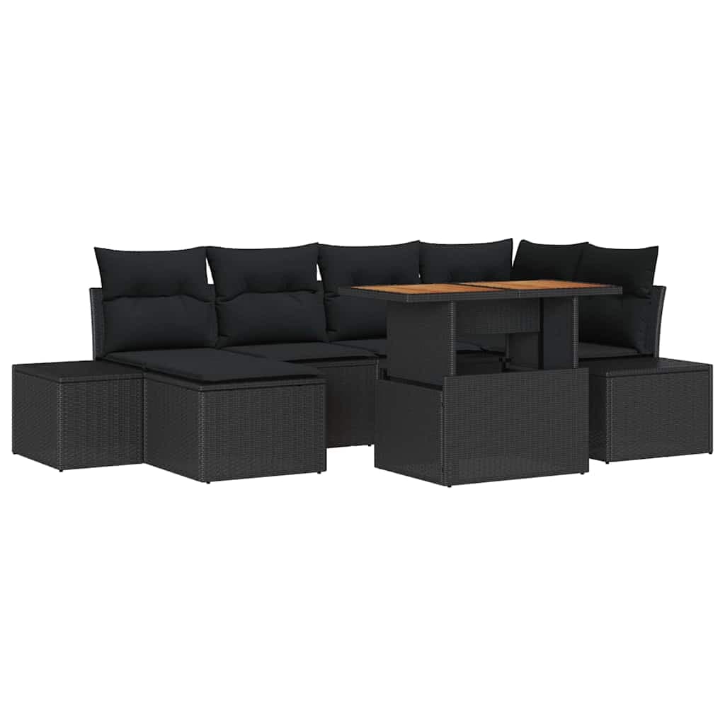vidaXL Conjunto de Jantar para Jardim 7 pcs Preto e Marrom