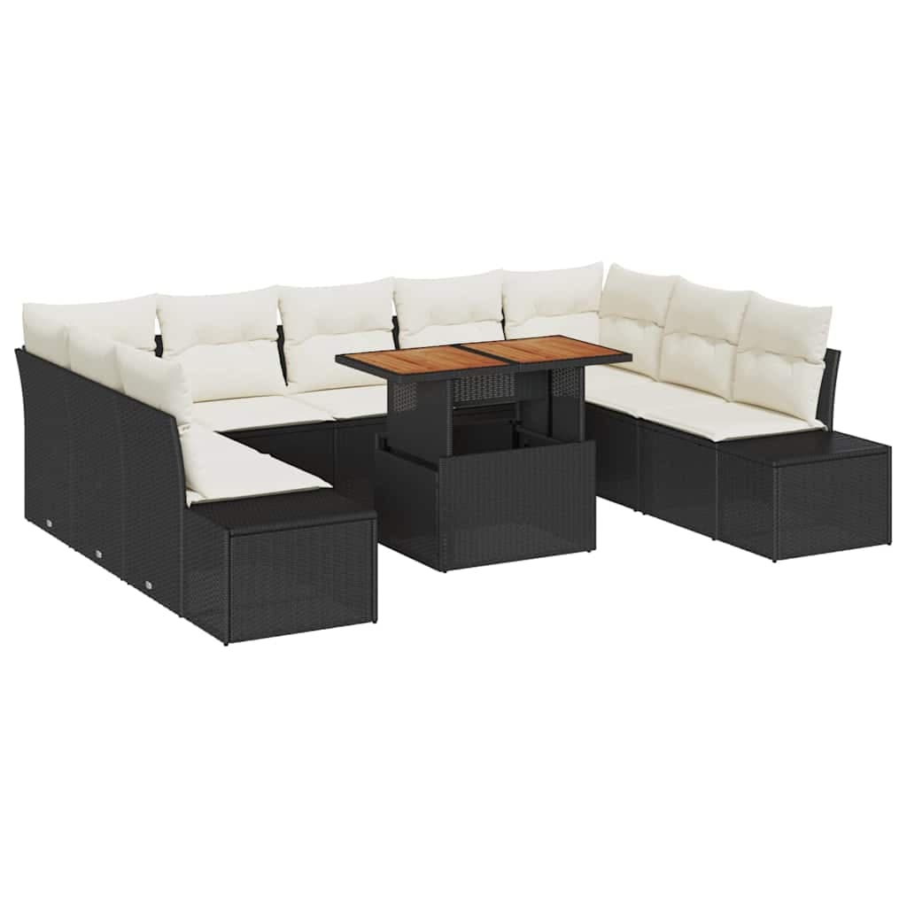 vidaXL Conjunto de Jantar para Jardim 10 pcs Preto e Creme