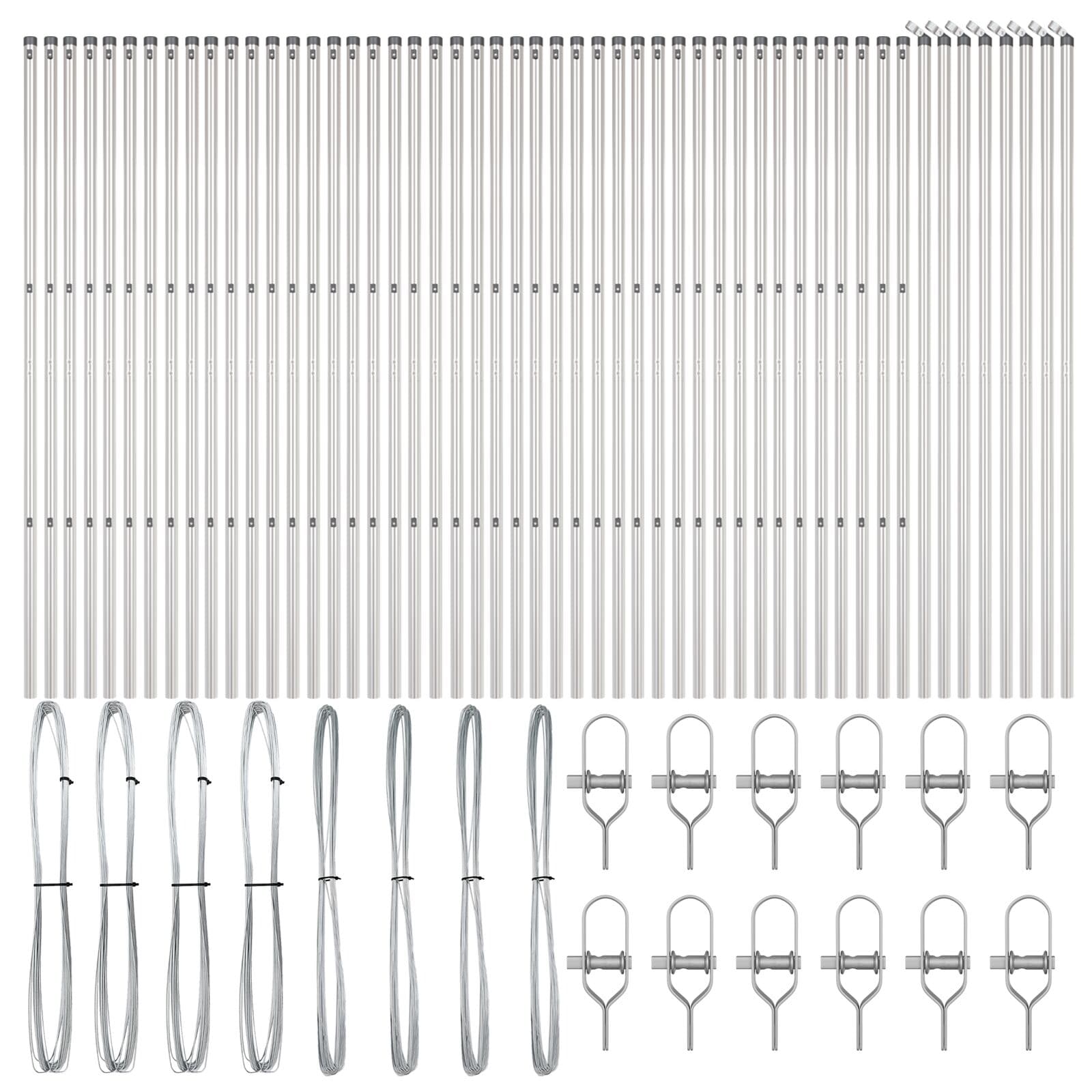 vidaXL Poste de Cerca 52 pcs Cinzeto 3,2 x 3,2 x 150 cm