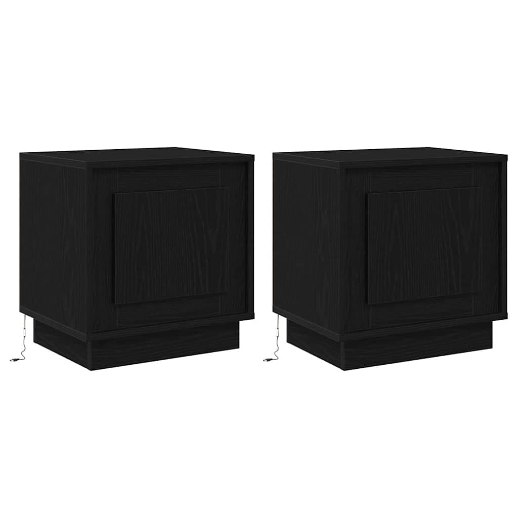 vidaXL Armário de Cabeceira 2 pcs Preto 44 x 34,5 x 45 cm