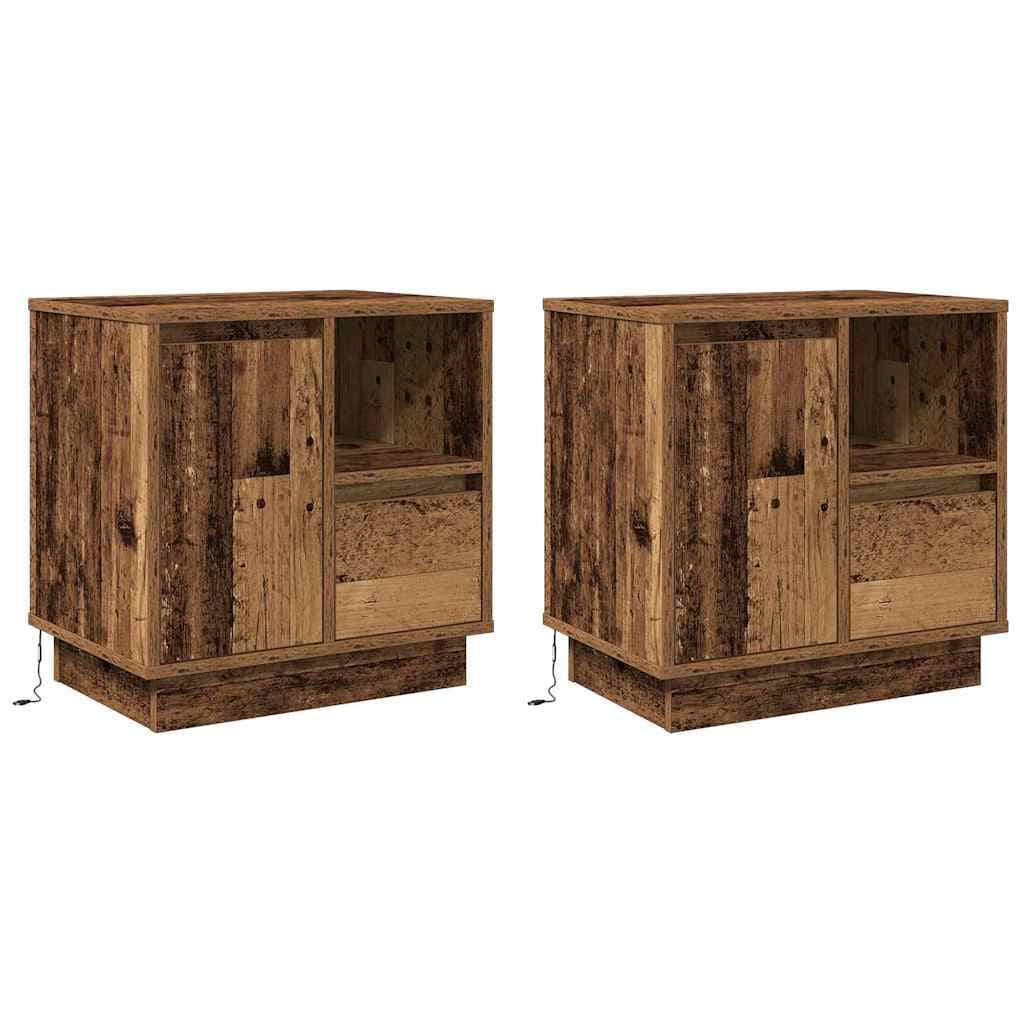 vidaXL Armário de Cabeceira 2 pcs Madeira antiga 50 x 34,5 x 50 cm.