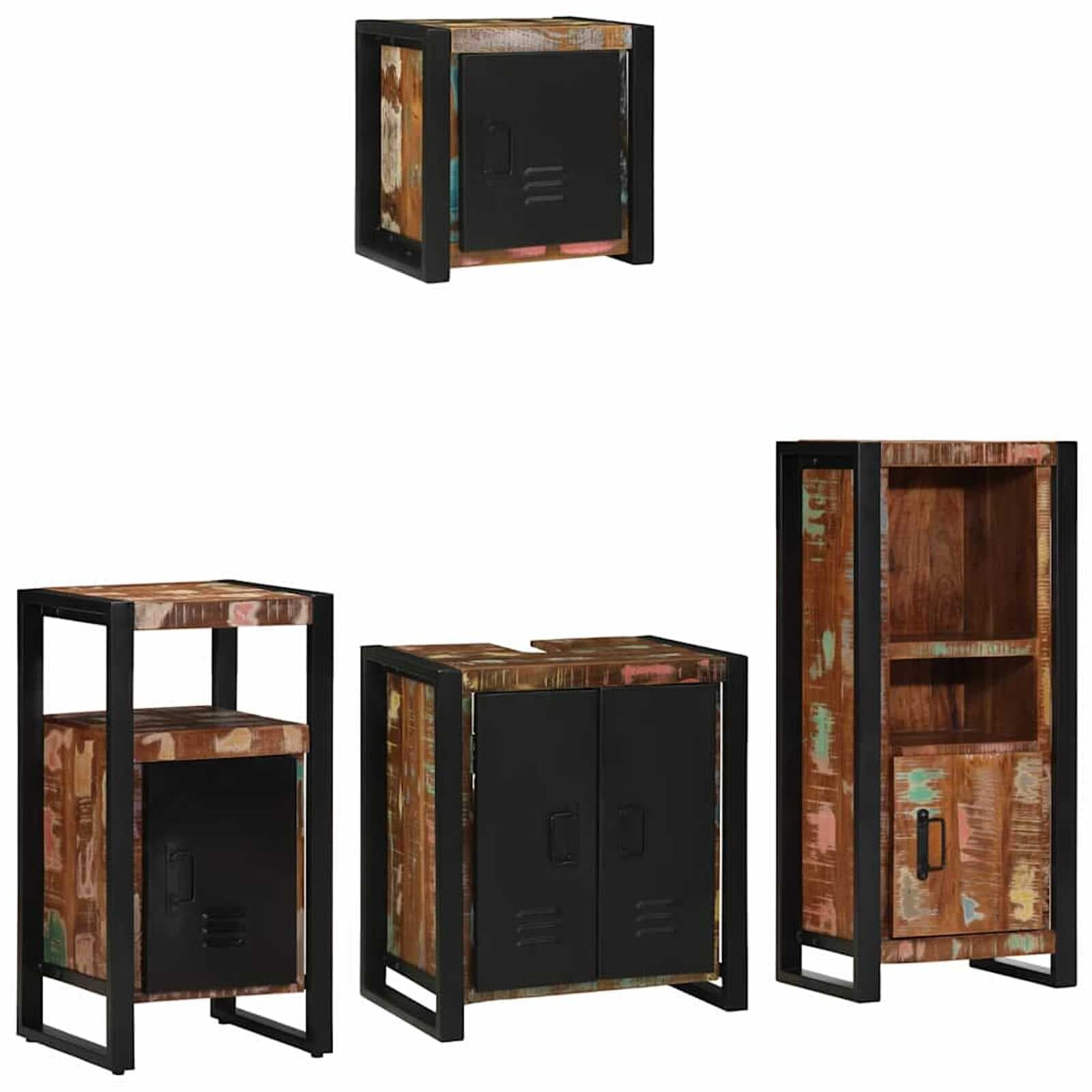 vidaXL Conjunto de Móveis para Banheiro 4 pcs Madeira Reforçada Sólida