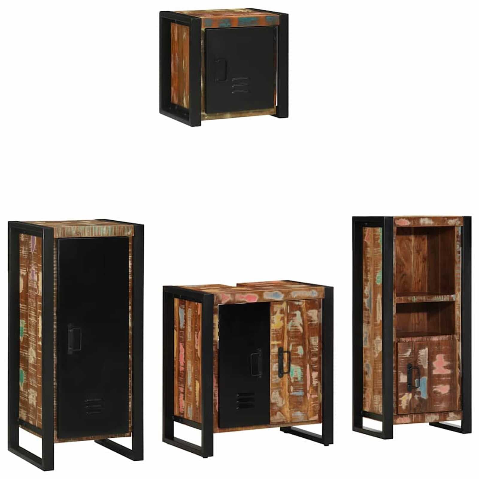 vidaXL Conjunto de Móveis para Banheiro 4 pcs Madeira Reforçada Sólida