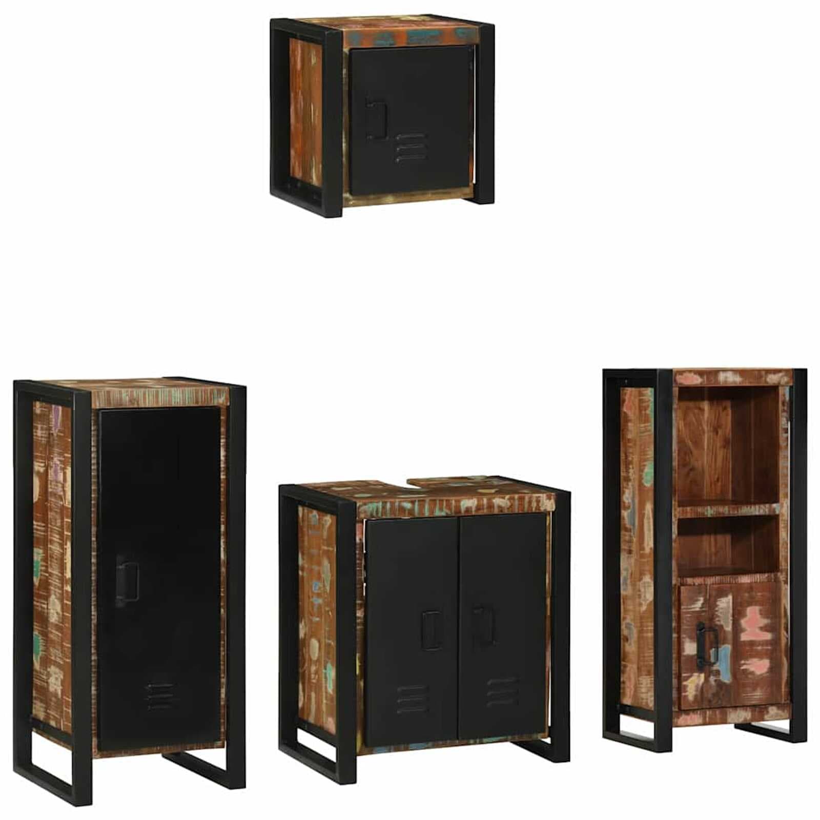 vidaXL Conjunto de Móveis para Banheiro 4 pcs Madeira Reforçada Sólida