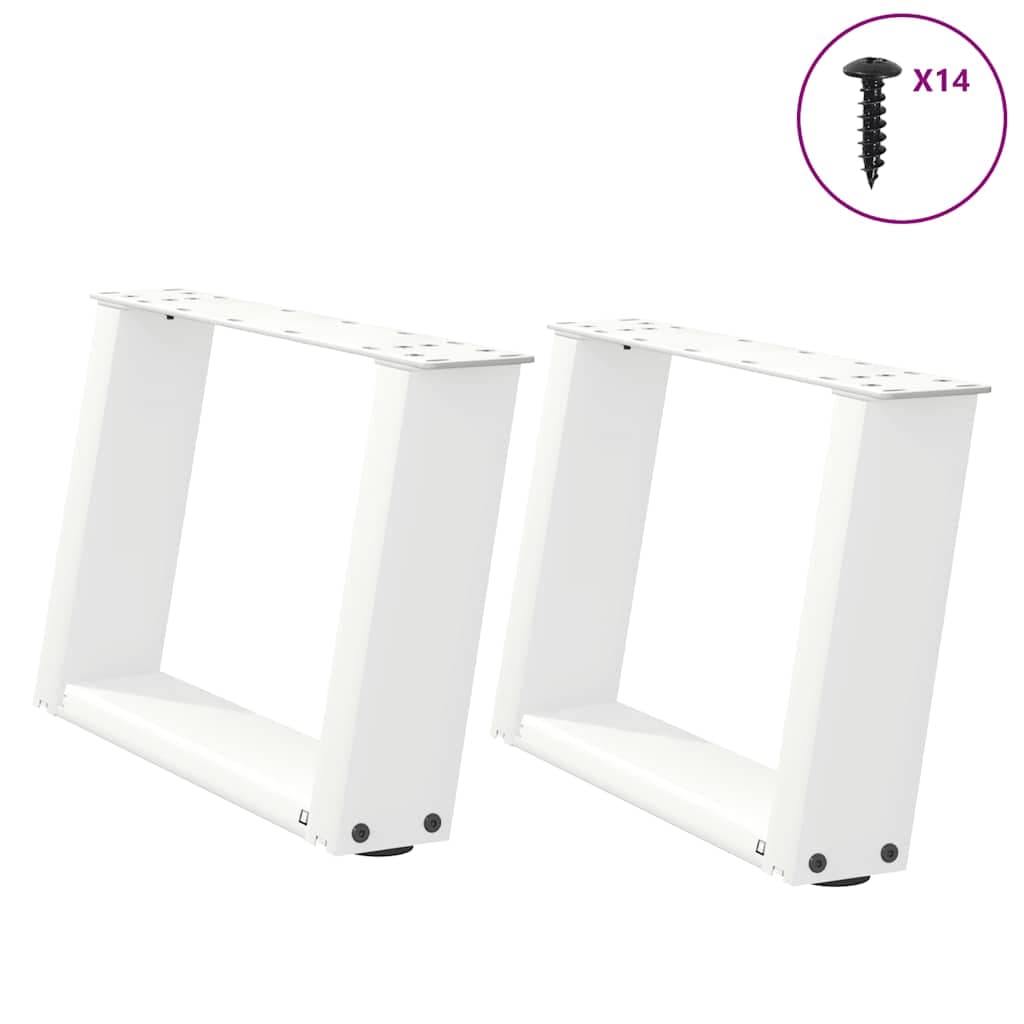 vidaXL Pés para mesa de centro em formato de U, 2 peças, branco, 50x(30-31) cm, aço