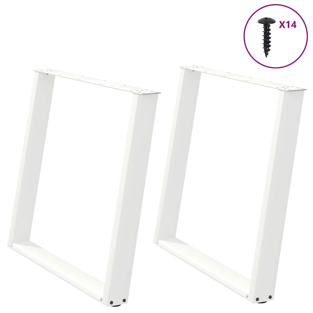 vidaXL Pés de mesa de jantar em forma de U, 2 peças, branco, 90x (72-73) cm, aço