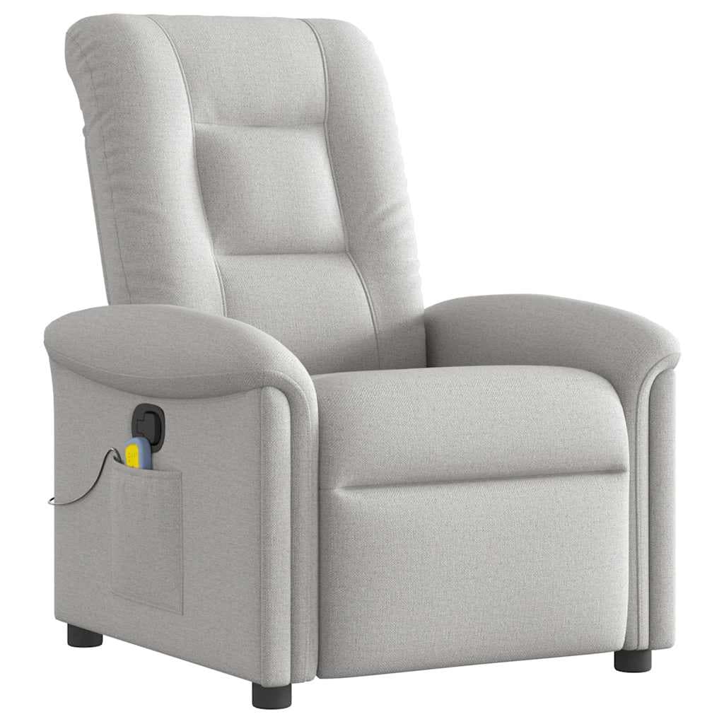 vidaXL Cadeira de massagem reclinável tecido cinzento