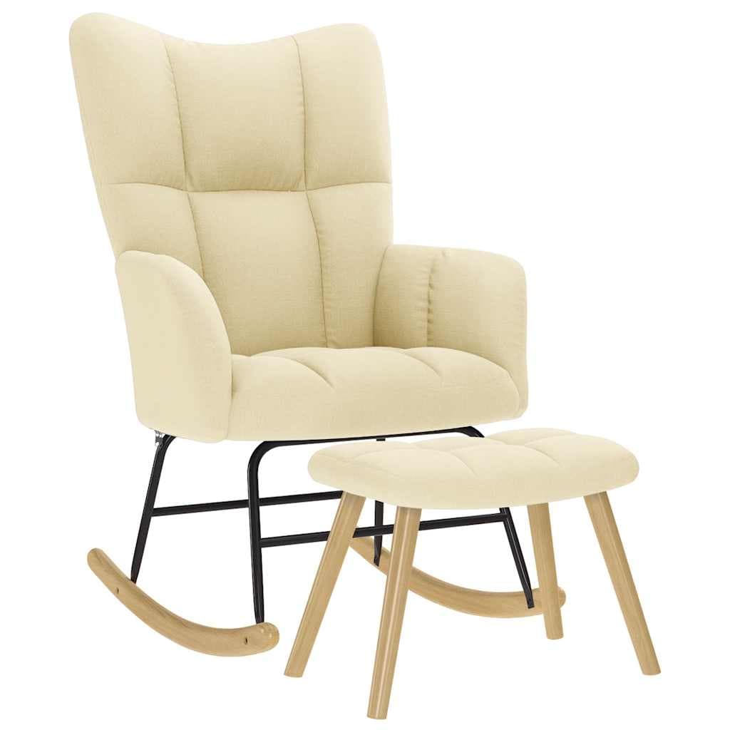 vidaXL Cadeira de Baloiço com Apoio de Pés Tecido Cor Creme - 515644003