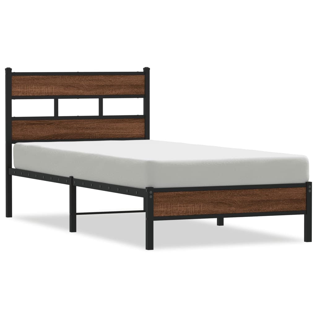 vidaXL Estrutura Cama sem Colchão Derivados Madeira Carvalho Castanho - 3941228040