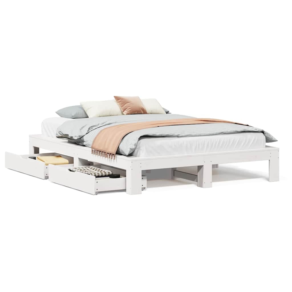 vidaXL Cama sem colchão 160x200 cm madeira de pinho maciça branco