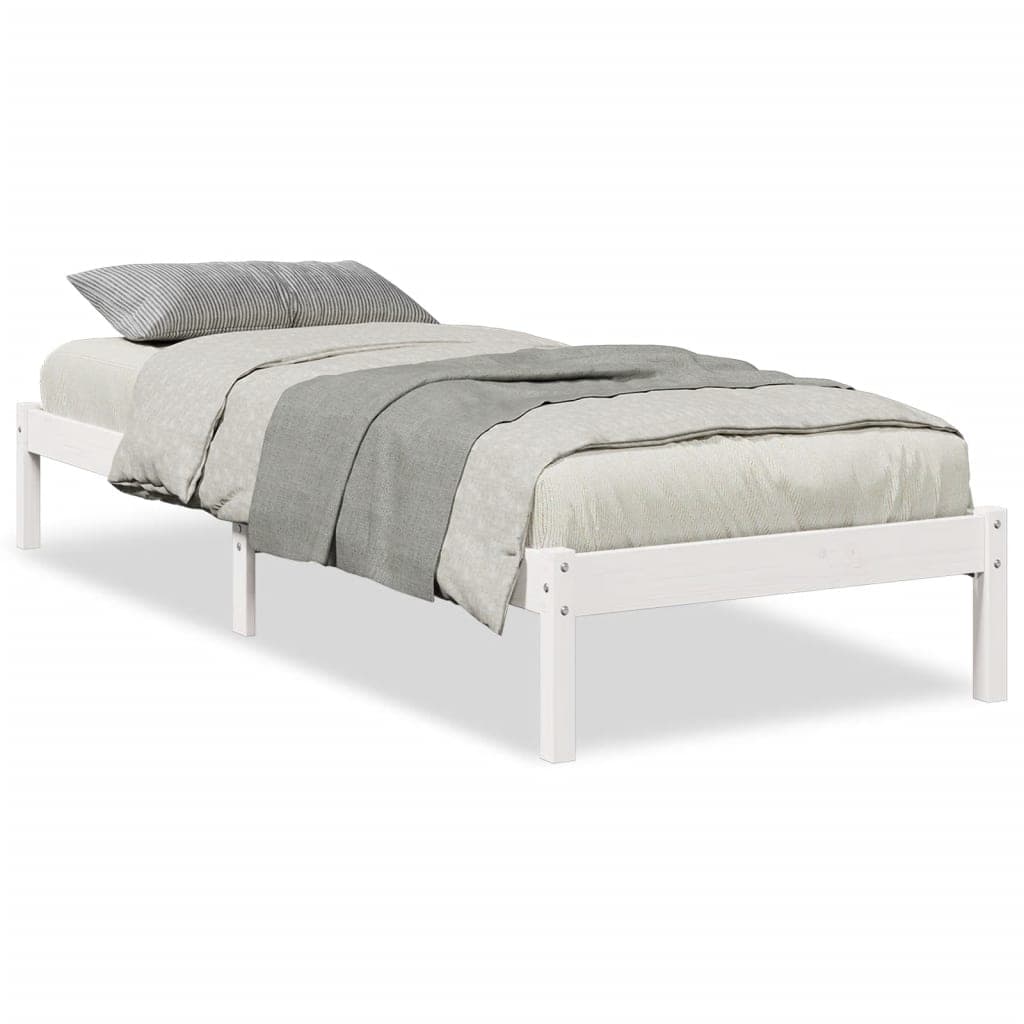 vidaXL Cama extra longa sem colchão 80x220 cm pinho maciço branco