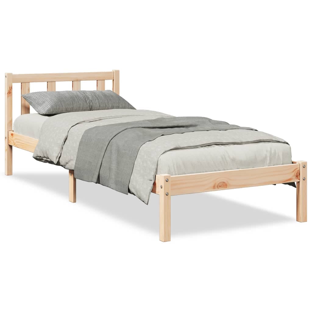 vidaXL Cama Extra Longa sem Colchão 90x210 cm Madeira de Pinho Maciça - 4284847811