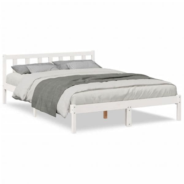 vidaXL Cama Extra Longa sem Colchão 160x210 cm Pinho Maciço Branco - 1627456352
