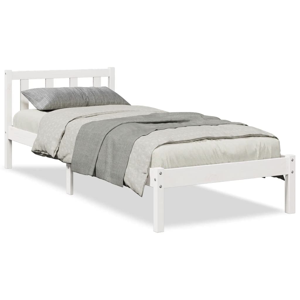 vidaXL Cama extra longa sem colchão 100x220 cm pinho maciço branco
