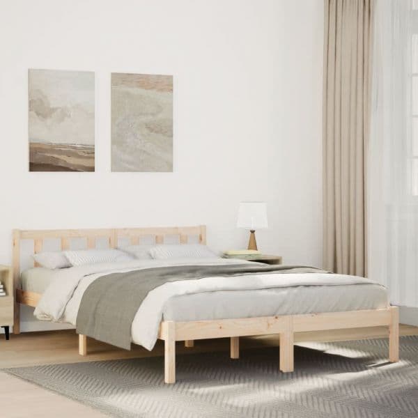 vidaXL Cama Extra Longa sem Colchão 160x220 cm Madeira de Pinho Maciça - 2839490885
