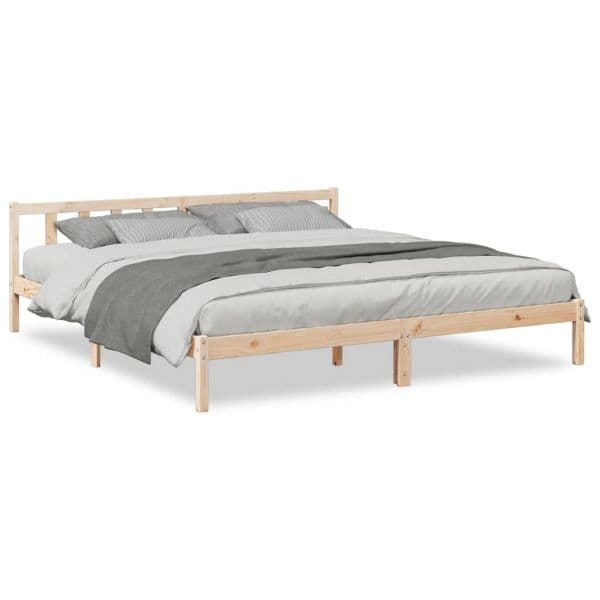 vidaXL Cama Extra Longa sem Colchão 200x220 cm Madeira de Pinho Maciça - 2924672348