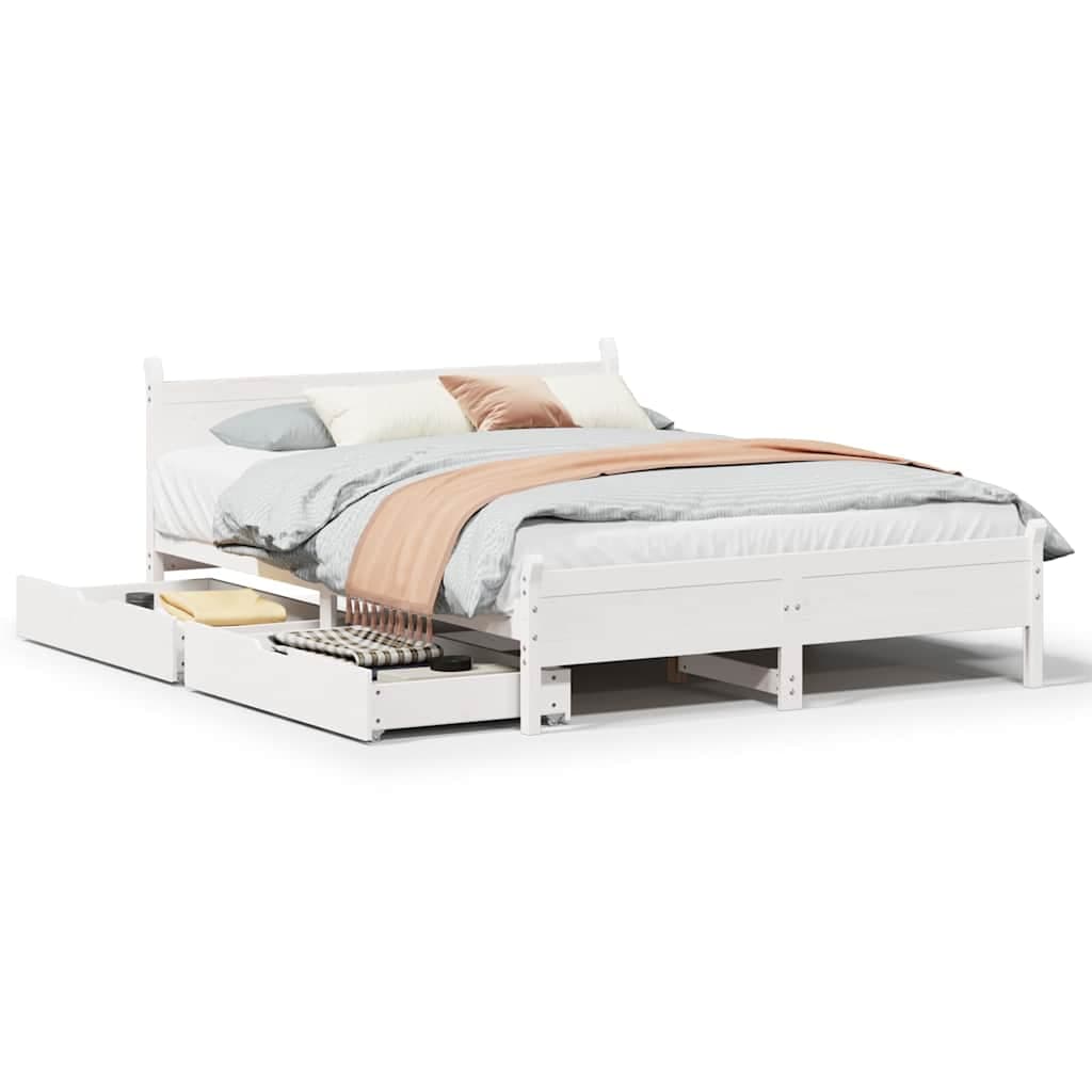 vidaXL Cama sem colchão 160x200 cm madeira de pinho maciça branco