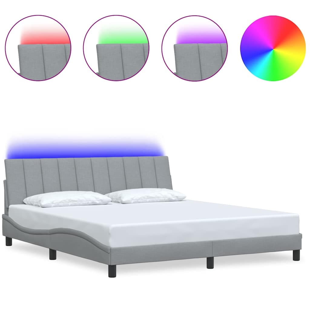 vidaXL Estrutura de Cama sem Colchão 180x200 cm Tecido Cinzento-claro - 3501262608