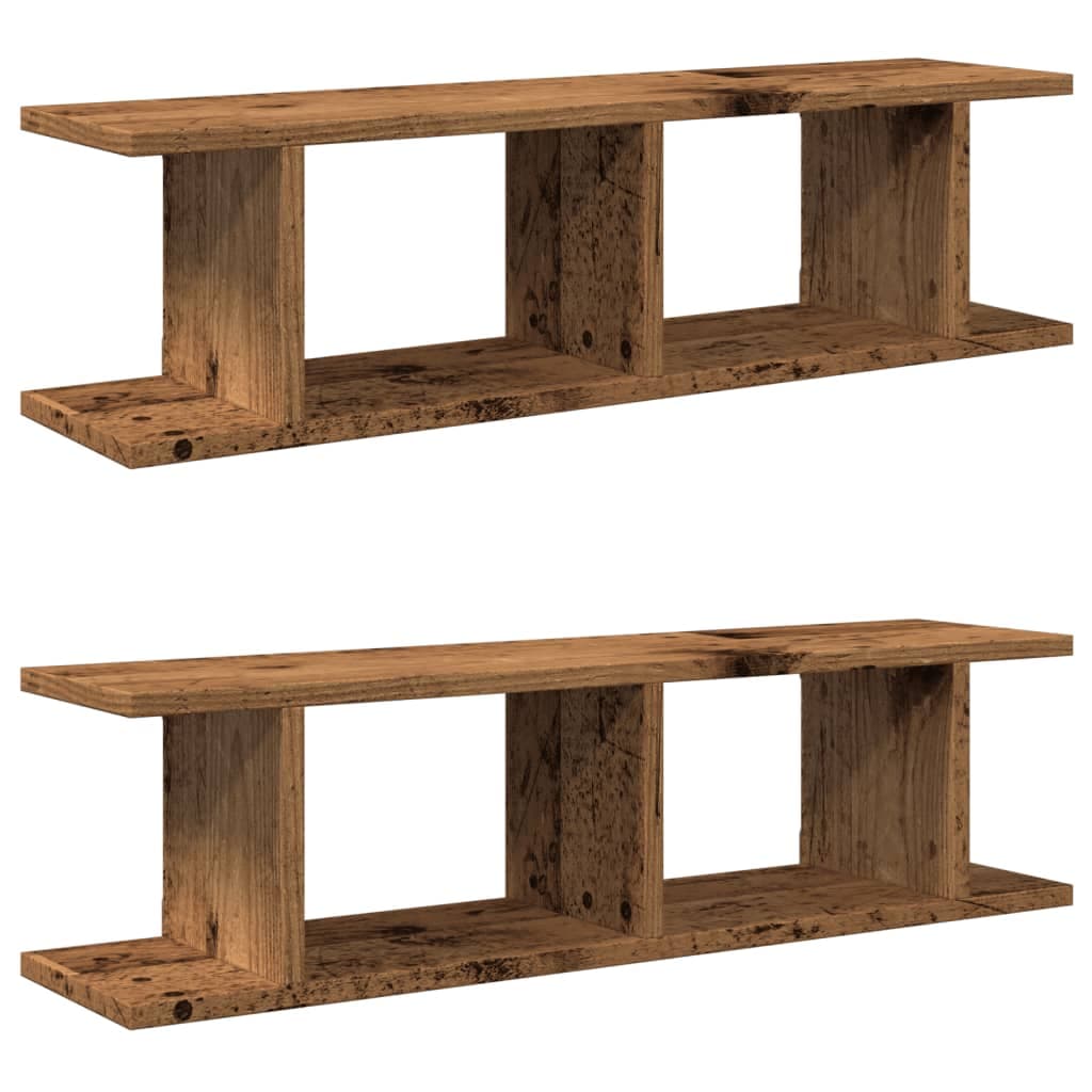 vidaXL Estantes parede 2 pcs 90x18x20 cm deriv. madeira madeira velha