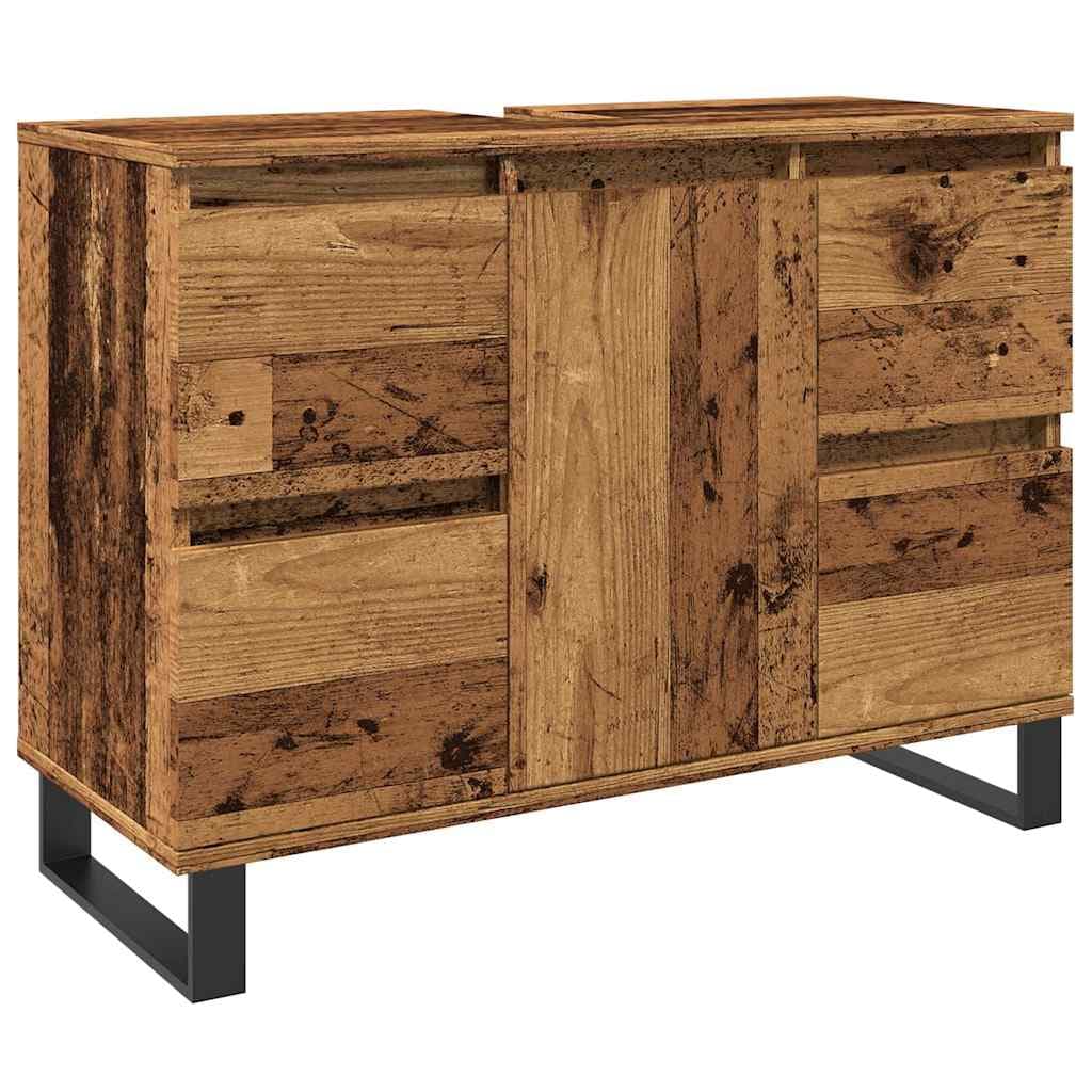 vidaXL Armário lavatório WC 80x33x60cm derivados madeira madeira velha