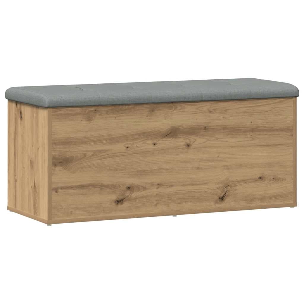 vidaXL Banco de arrumação em carvalho artesanal 102x42x45 cm, madeira de engenharia