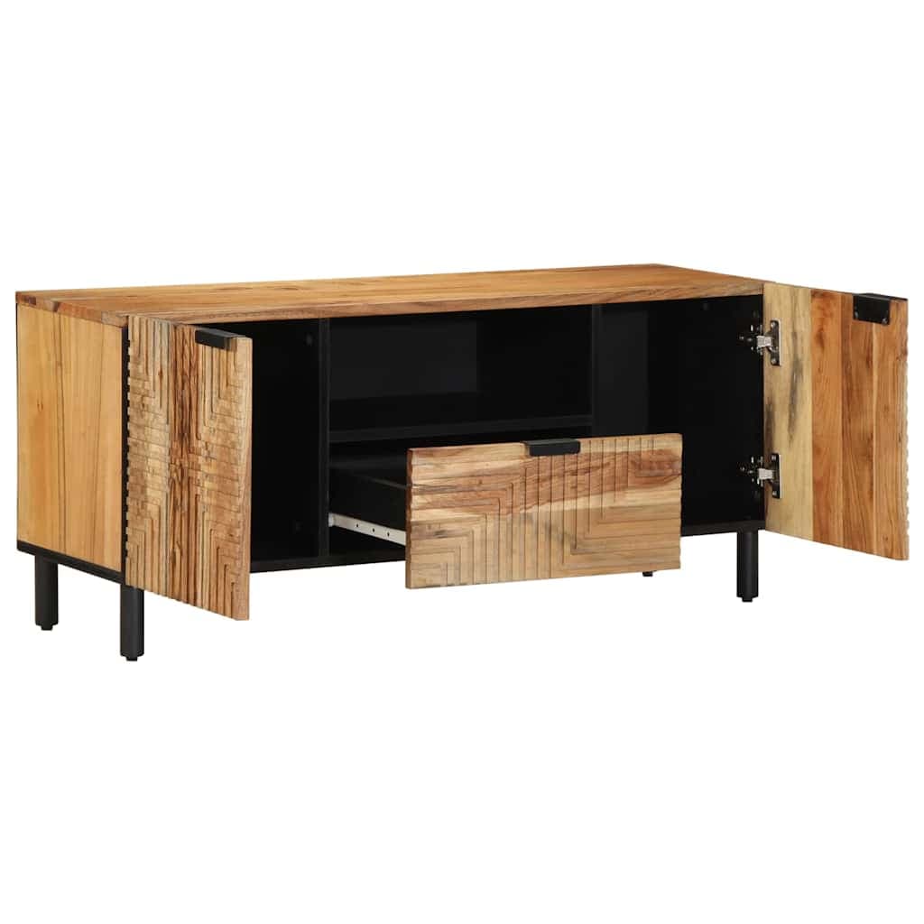 vidaXL Gabinete para TV com gaveta Castanho Madeira de manga maciça
