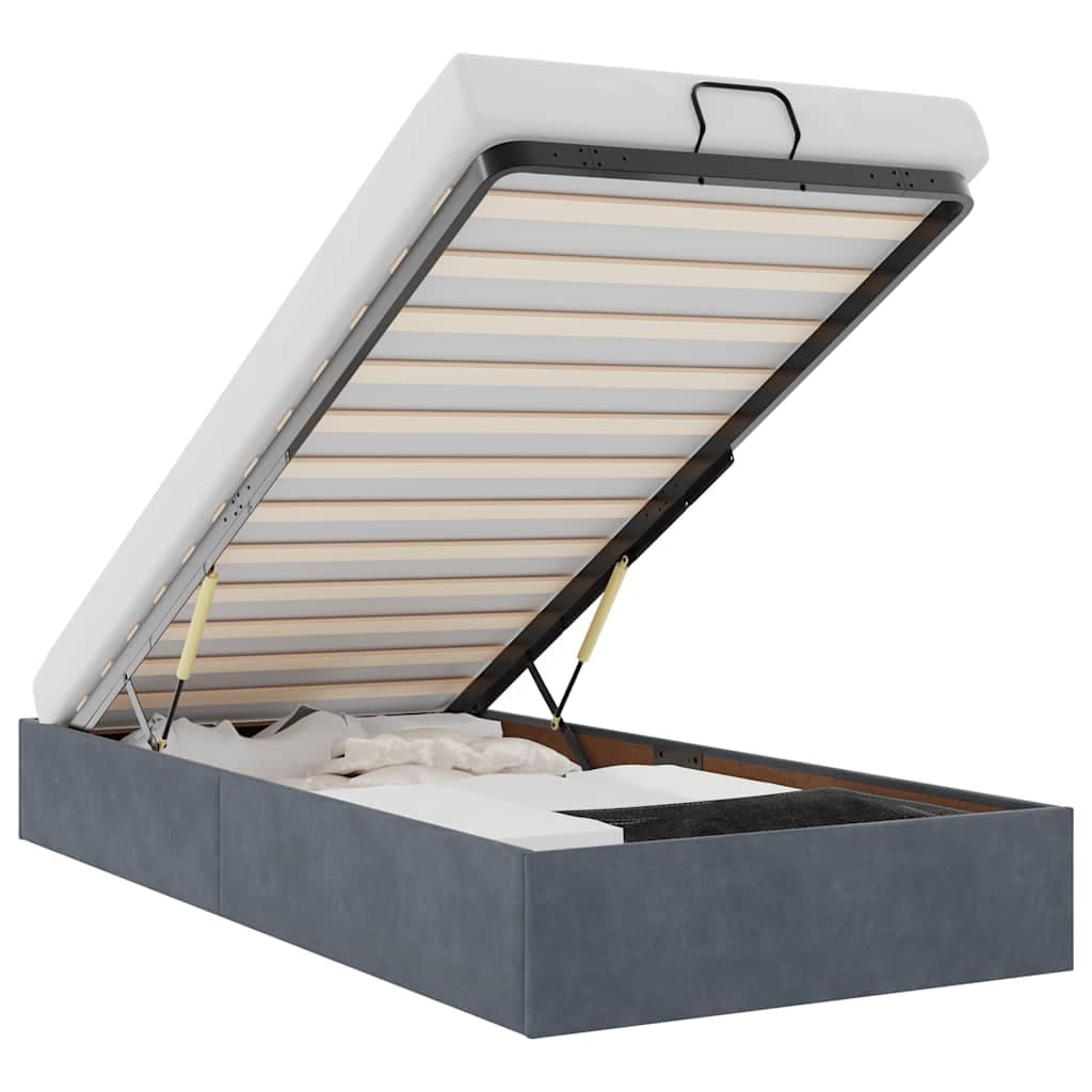 vidaXL Otomano Bed Frame No Colchão Cinzento Escuro 80x200 cm Veludo