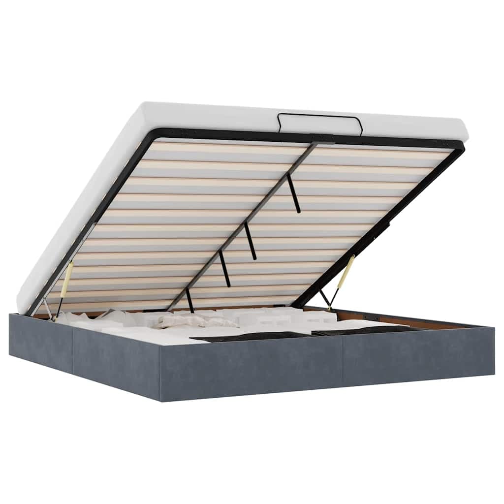 vidaXL Estrutura de cama otomana sem colchão 160x200cm cinzento escuro