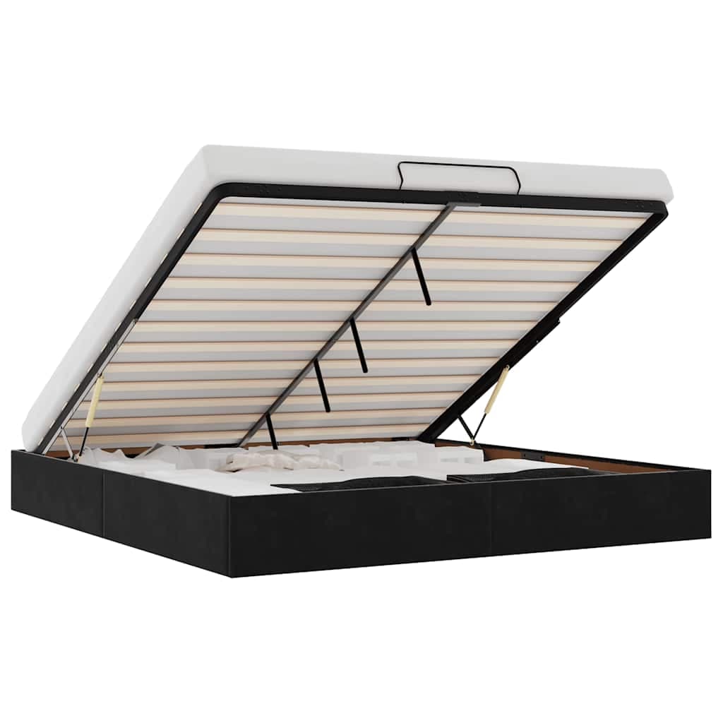 vidaXL Estrutura de cama otomana sem colchão 160x200 cm veludo preto