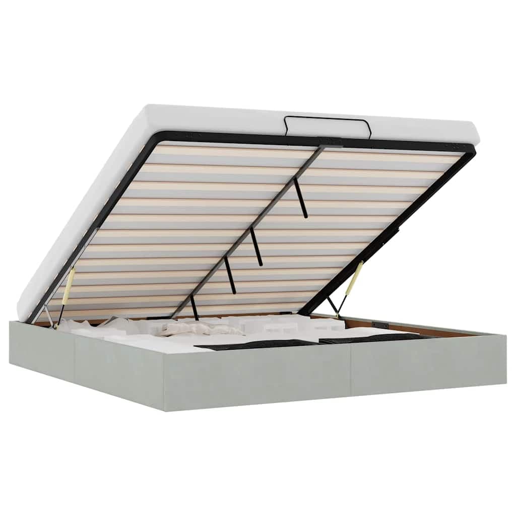 vidaXL Estrutura de Cama Otomana sem Colchão 180x200 cm Cinzento Claro - 3521108072