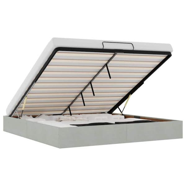 vidaXL Estrutura de Cama Otomana sem Colchão 200x200 cm Cinzento Claro - 1609664652