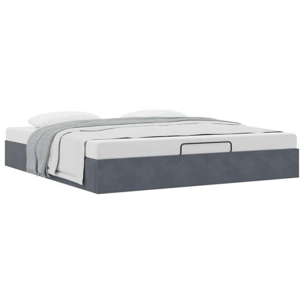 vidaXL Estrutura de Cama Otomana sem Colchão 200x200cm Cinzento Escuro - 3338197302
