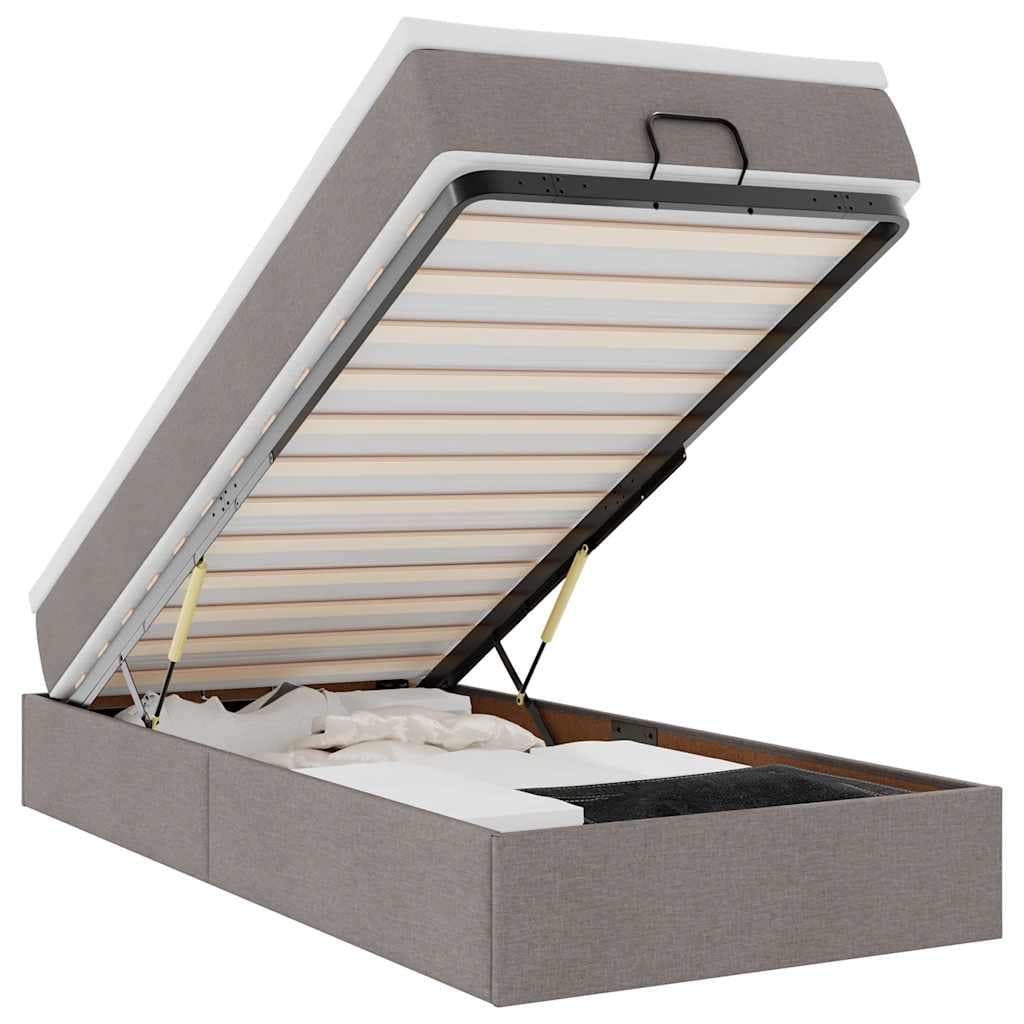 vidaXL Estrutura de cama otomana com colchão tecido cinzento 90x200cm