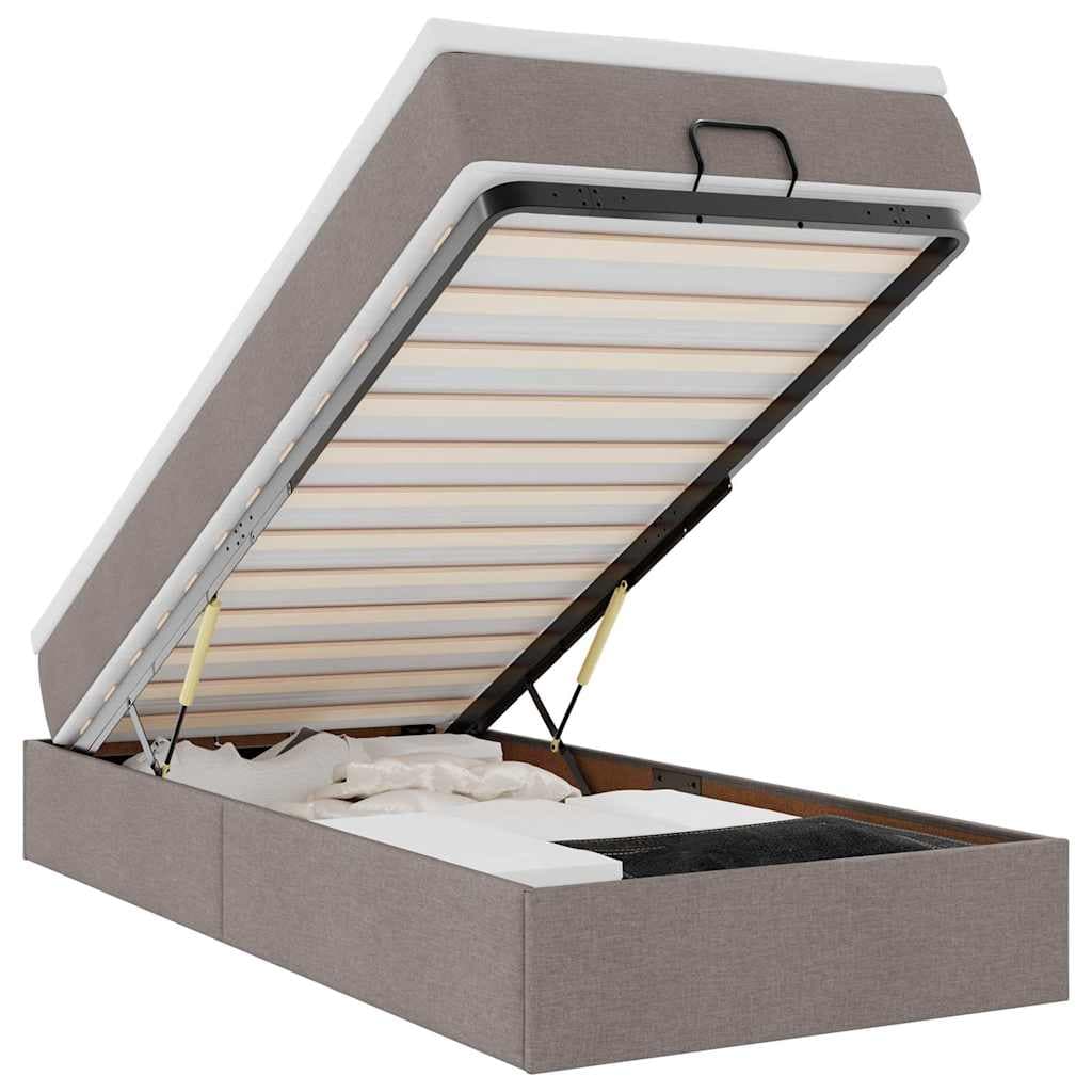 vidaXL Estrutura de cama otomana com colchão tecido cinzento 100x200cm