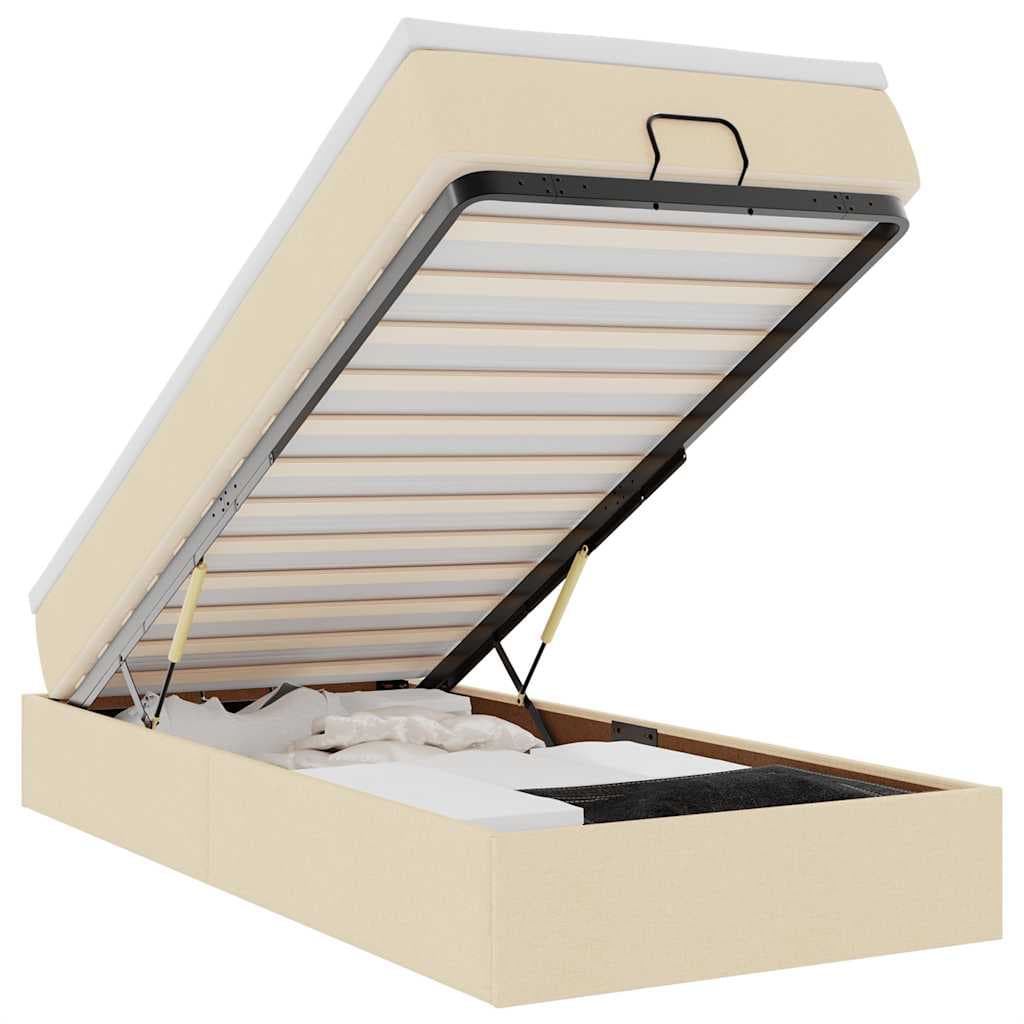 vidaXL Estrutura de Cama Otomana com Creme de Colchão 100x200cm Tecido - 2179797416