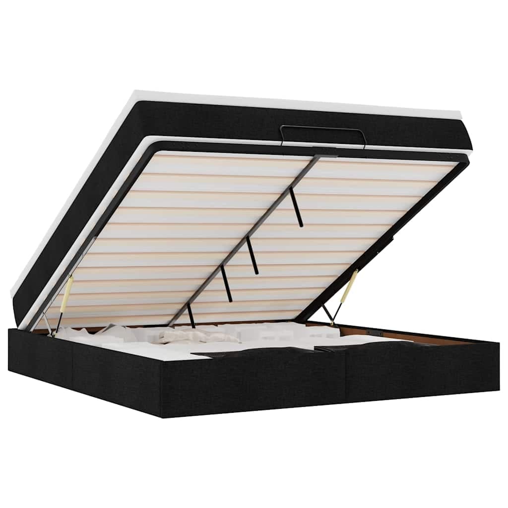 vidaXL Estrutura de cama otomana com colchão 160x200 cm tecido preto