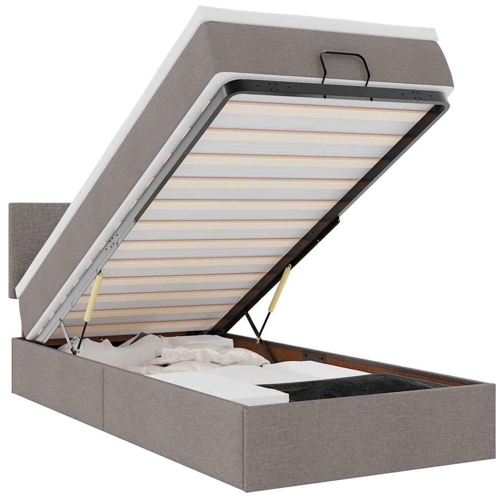 vidaXL Cama otomana com colchão 90x200 cm tecido cinza