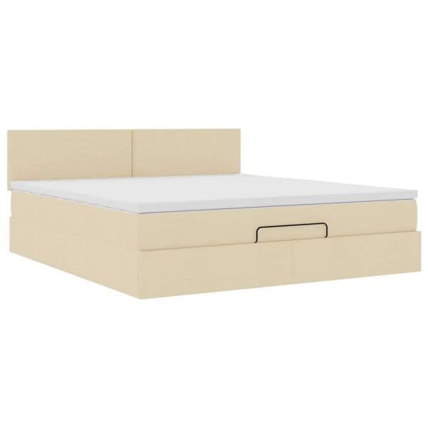 vidaXL Estrutura de Cama Otomana com Creme de Colchão 180x200cm Tecido - 4202108757