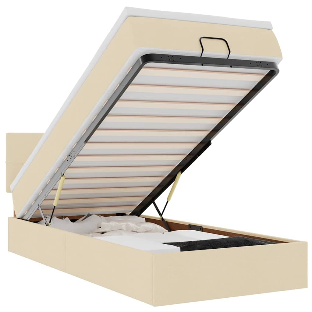 vidaXL Estrutura de cama otomana com creme de colchão 90x190cm tecido