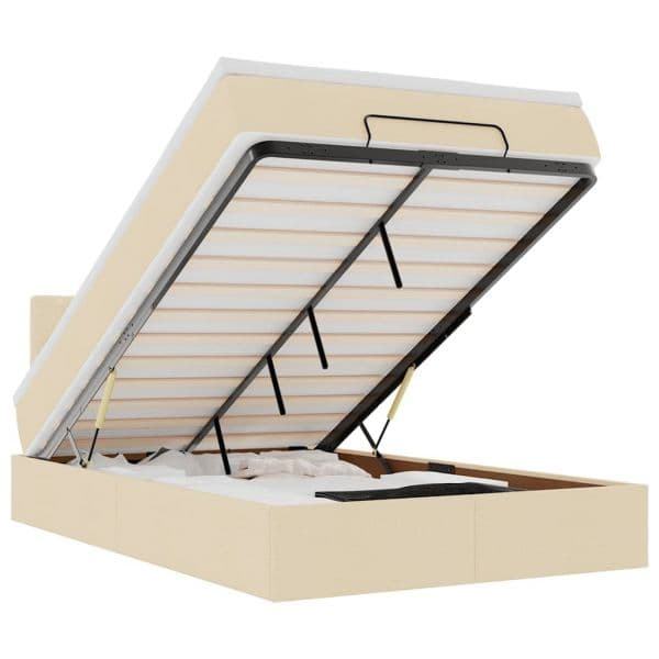 vidaXL Estrutura de Cama Otomana com Colchão 120x190 cm Tecido Creme - 2110340041