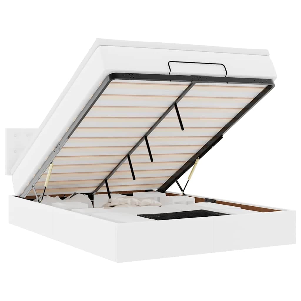 vidaXL Estrutura de Cama Otomana com Colchão 140x190 cm Branco Puro - 2804337351