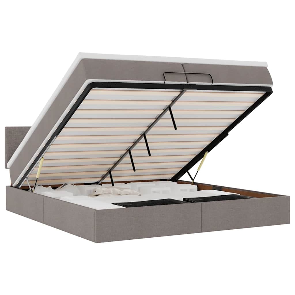 vidaXL Estrutura cama otomana com colchões tecido cinzento 200x200cm