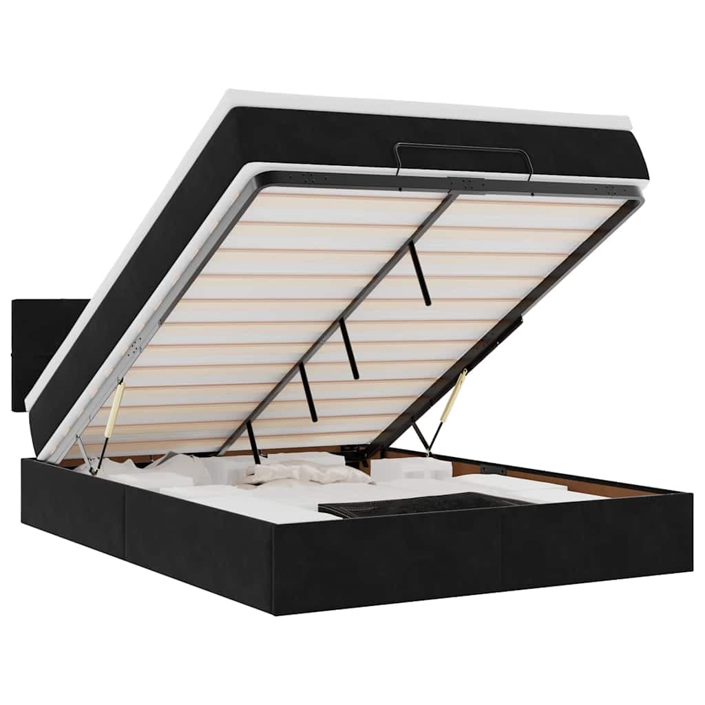 vidaXL Estrutura de cama otomana com colchão 140x190 cm veludo preto