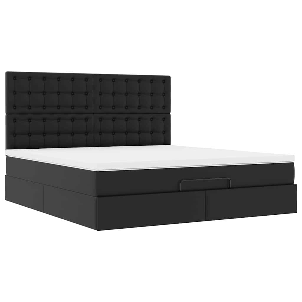 vidaXL Estrutura de cama otomana com colchão 160x200 cm preta